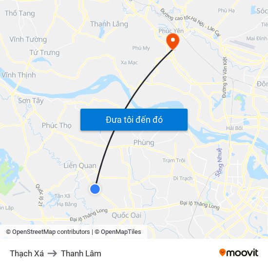 Thạch Xá to Thanh Lâm map