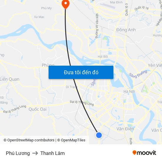 Phú Lương to Thanh Lâm map