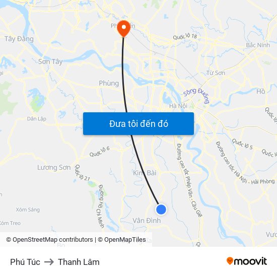 Phú Túc to Thanh Lâm map