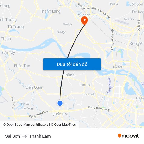 Sài Sơn to Thanh Lâm map