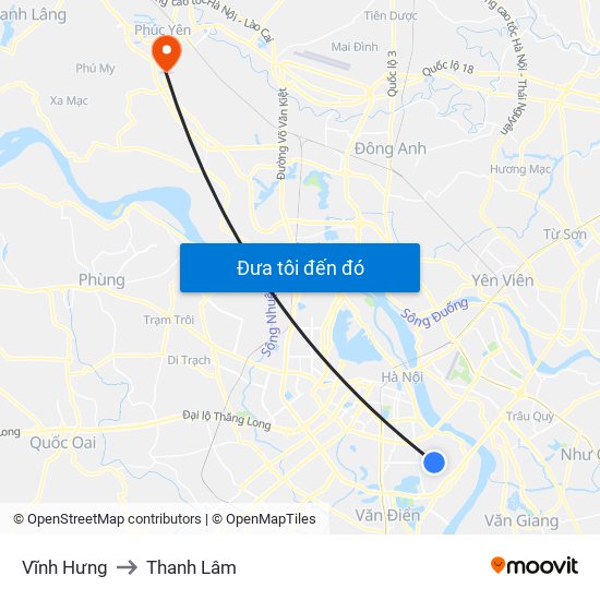 Vĩnh Hưng to Thanh Lâm map