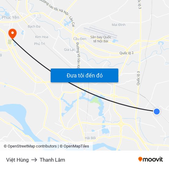 Việt Hùng to Thanh Lâm map
