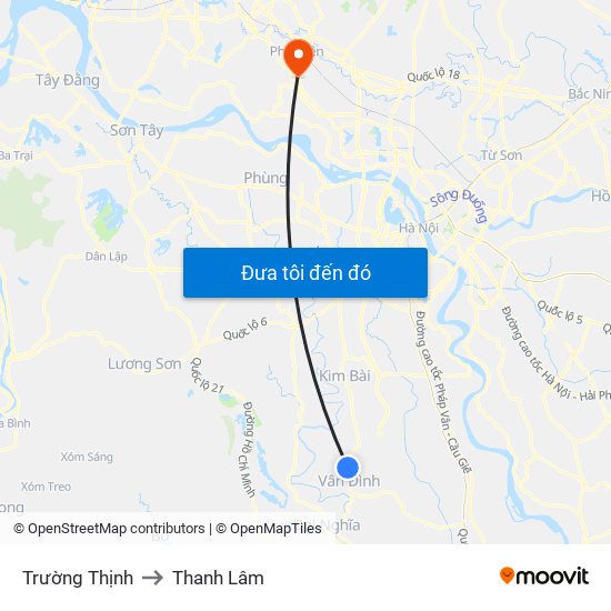 Trường Thịnh to Thanh Lâm map