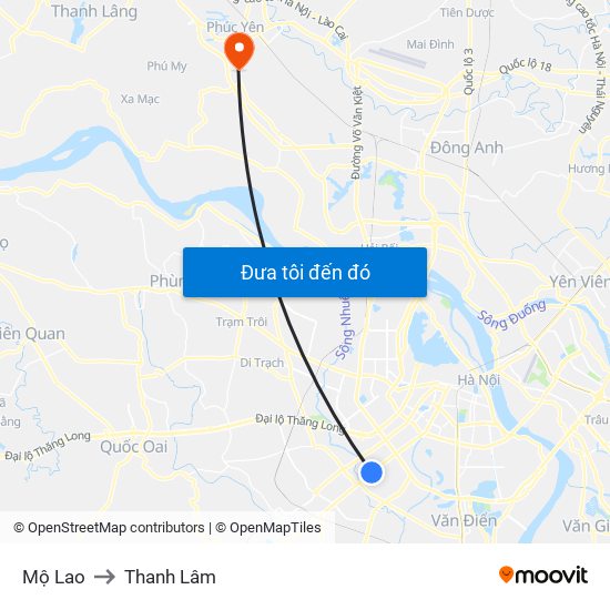 Mộ Lao to Thanh Lâm map