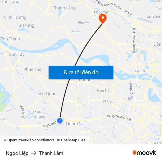 Ngọc Liệp to Thanh Lâm map