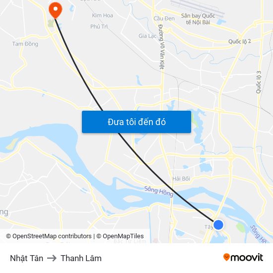 Nhật Tân to Thanh Lâm map