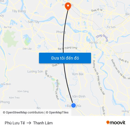 Phù Lưu Tế to Thanh Lâm map
