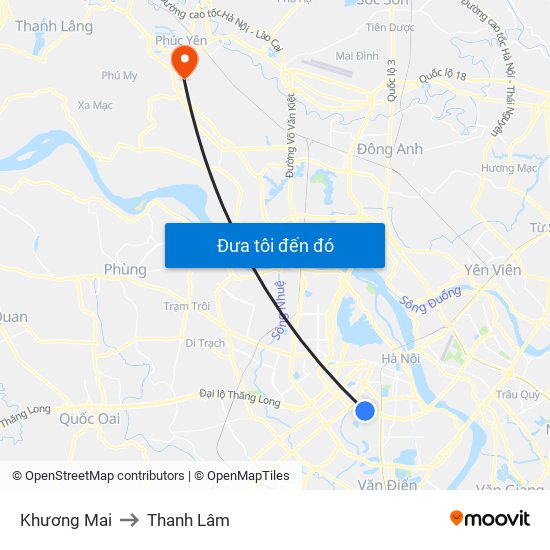 Khương Mai to Thanh Lâm map