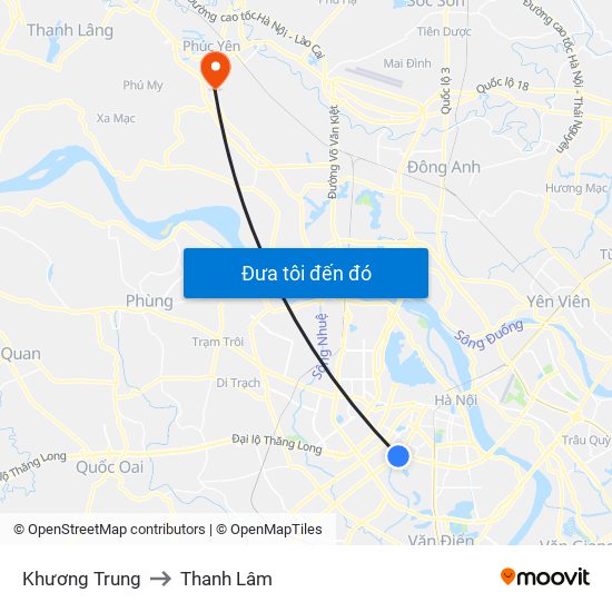 Khương Trung to Thanh Lâm map