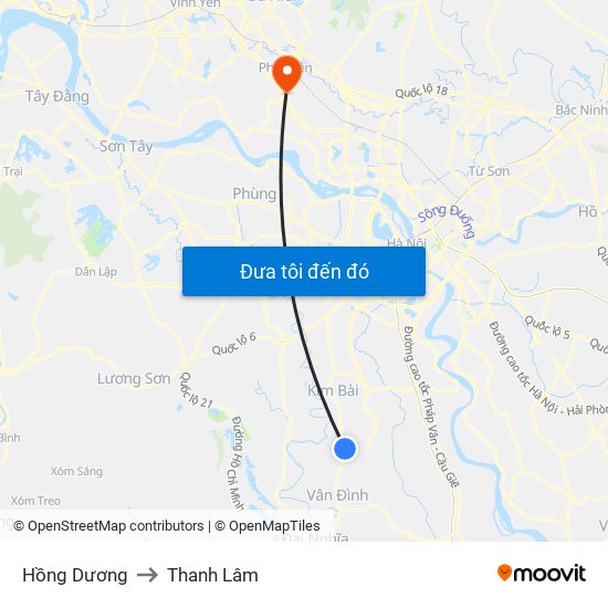 Hồng Dương to Thanh Lâm map