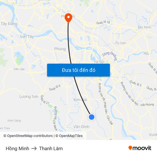 Hồng Minh to Thanh Lâm map