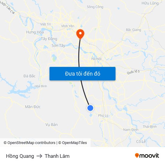 Hồng Quang to Thanh Lâm map