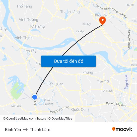 Bình Yên to Thanh Lâm map