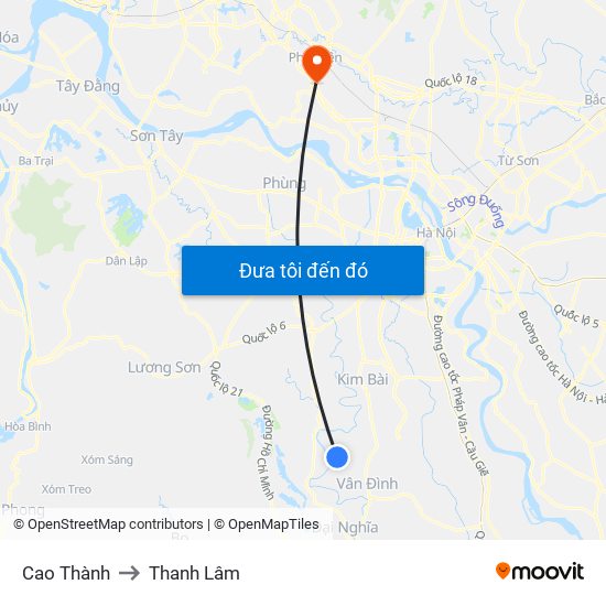 Cao Thành to Thanh Lâm map