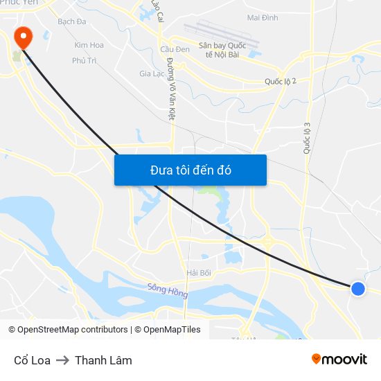 Cổ Loa to Thanh Lâm map