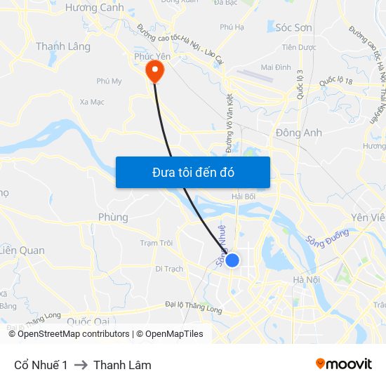 Cổ Nhuế 1 to Thanh Lâm map