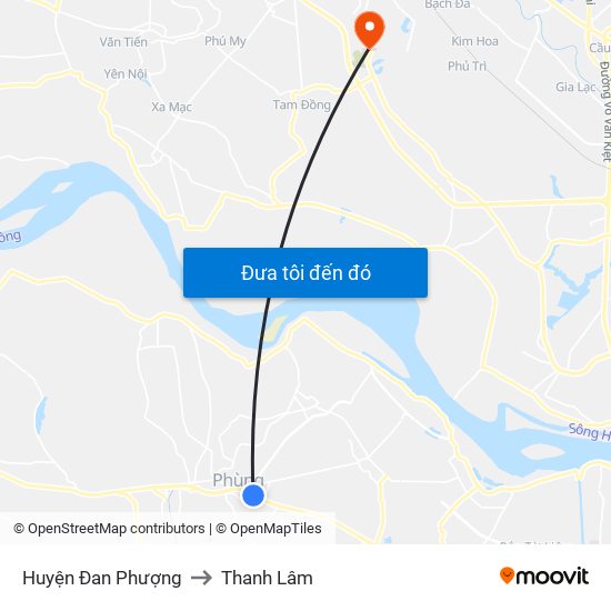 Huyện Đan Phượng to Thanh Lâm map