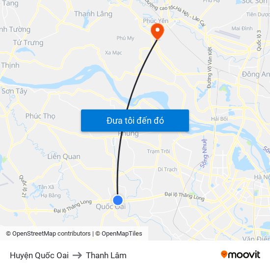 Huyện Quốc Oai to Thanh Lâm map