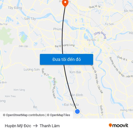 Huyện Mỹ Đức to Thanh Lâm map