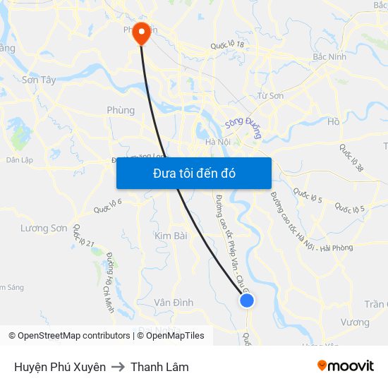 Huyện Phú Xuyên to Thanh Lâm map