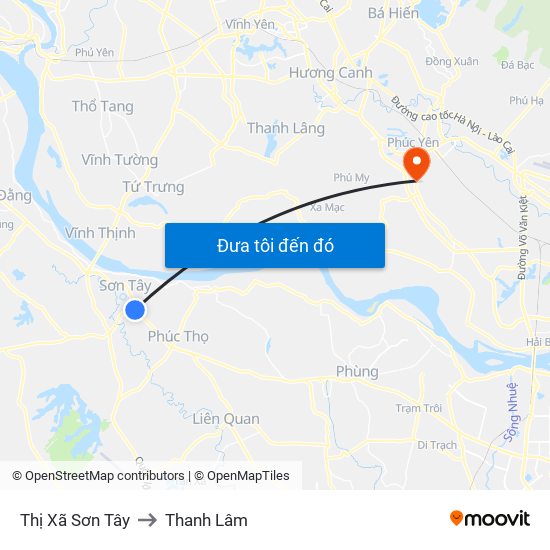 Thị Xã Sơn Tây to Thanh Lâm map