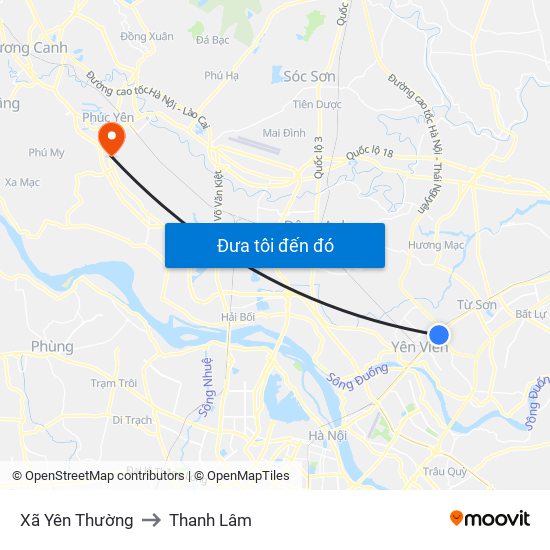 Xã Yên Thường to Thanh Lâm map