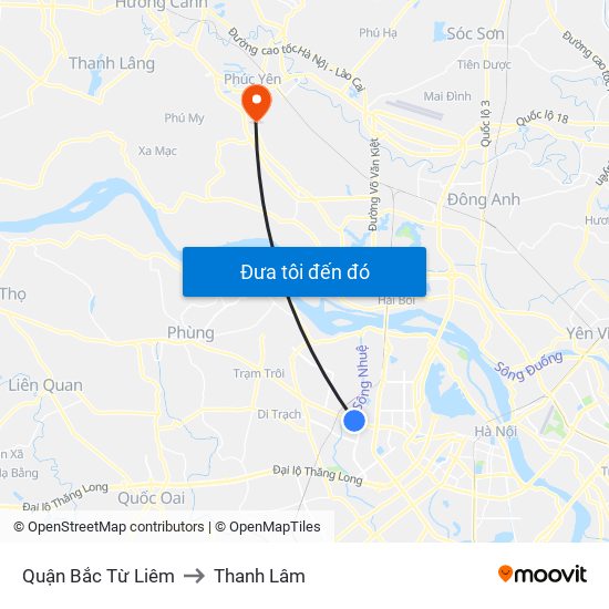 Quận Bắc Từ Liêm to Thanh Lâm map