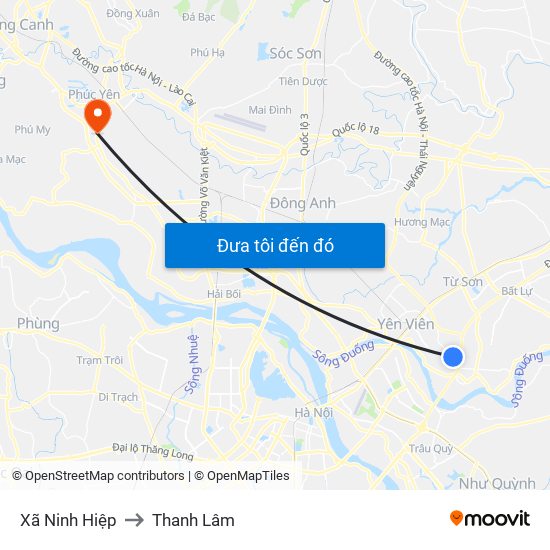 Xã Ninh Hiệp to Thanh Lâm map