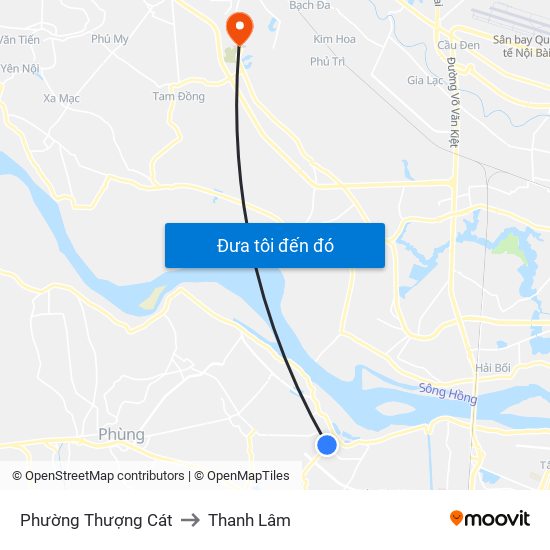 Phường Thượng Cát to Thanh Lâm map