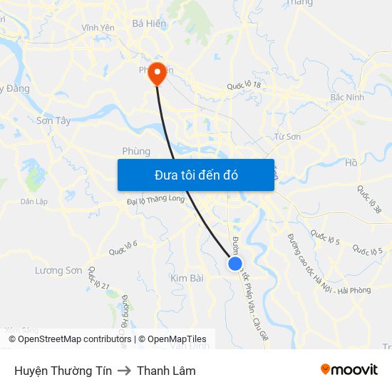 Huyện Thường Tín to Thanh Lâm map