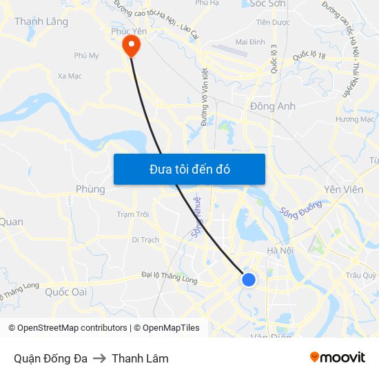 Quận Đống Đa to Thanh Lâm map