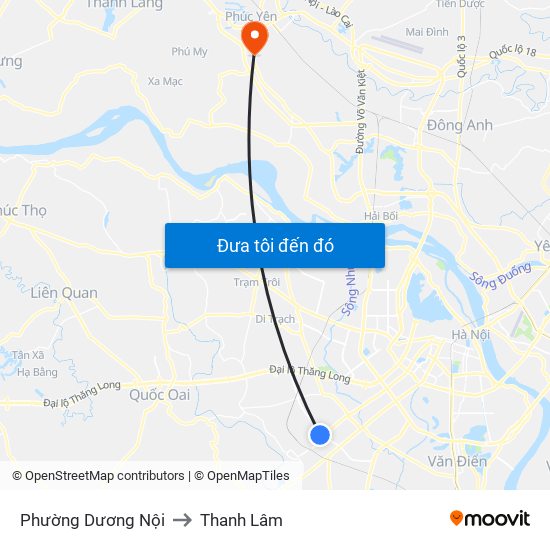 Phường Dương Nội to Thanh Lâm map