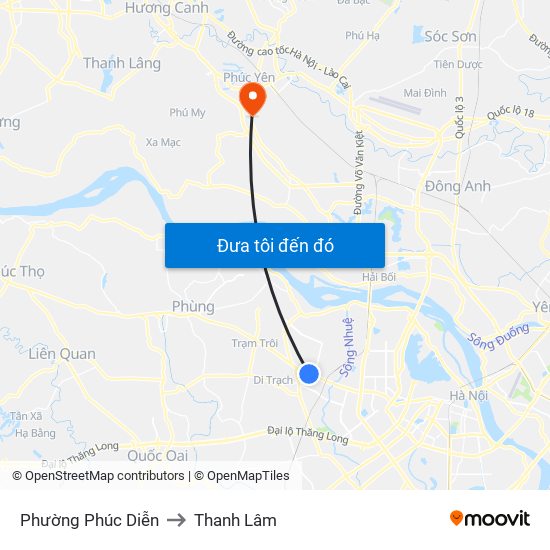Phường Phúc Diễn to Thanh Lâm map