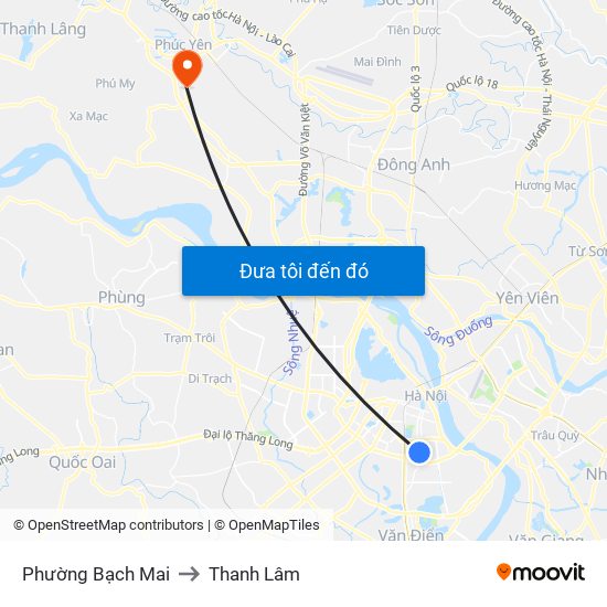 Phường Bạch Mai to Thanh Lâm map