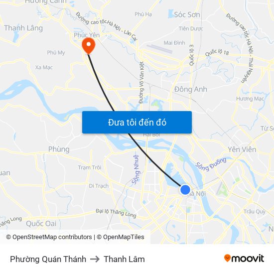 Phường Quán Thánh to Thanh Lâm map