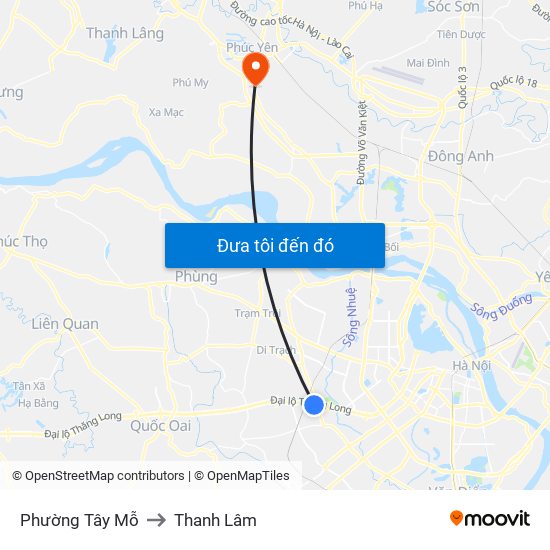 Phường Tây Mỗ to Thanh Lâm map