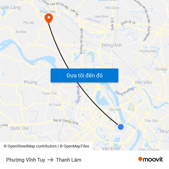 Phường Vĩnh Tuy to Thanh Lâm map