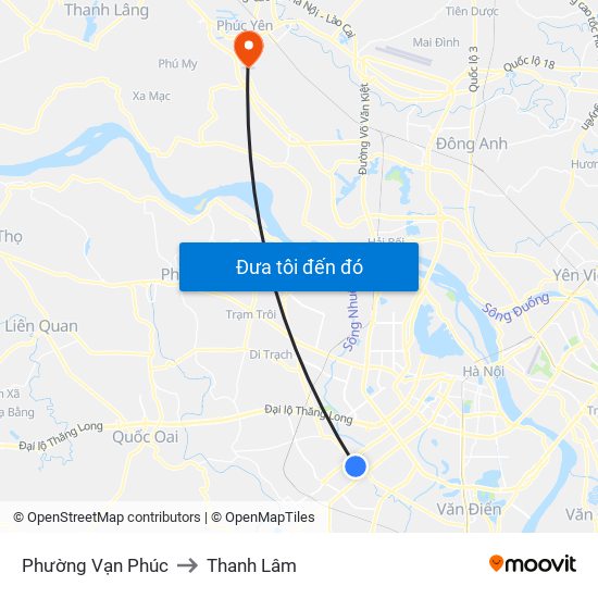 Phường Vạn Phúc to Thanh Lâm map