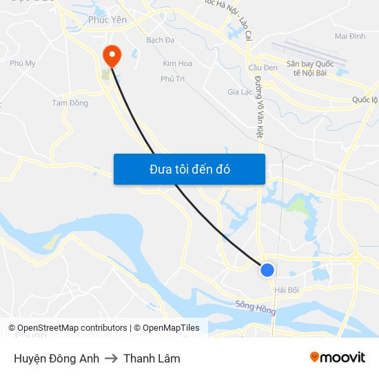 Huyện Đông Anh to Thanh Lâm map