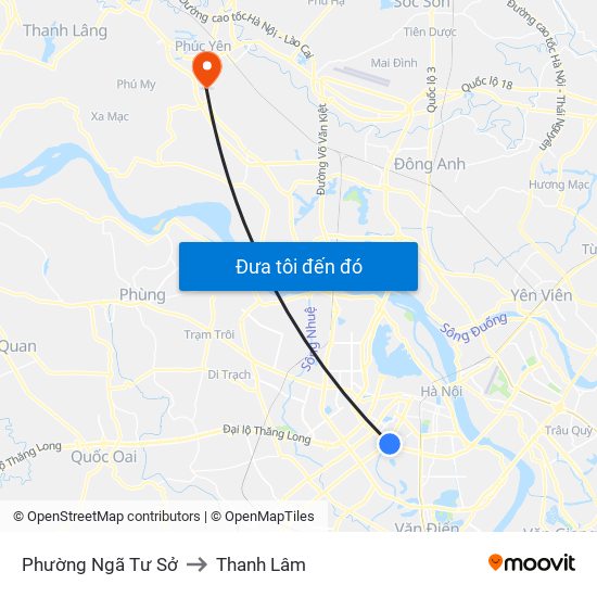 Phường Ngã Tư Sở to Thanh Lâm map