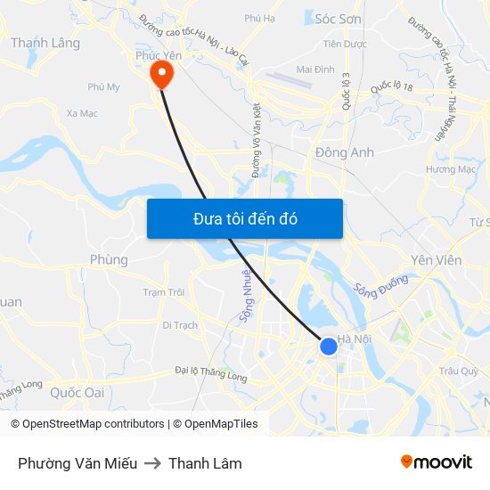 Phường Văn Miếu to Thanh Lâm map