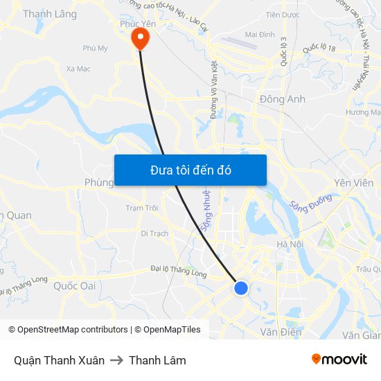 Quận Thanh Xuân to Thanh Lâm map