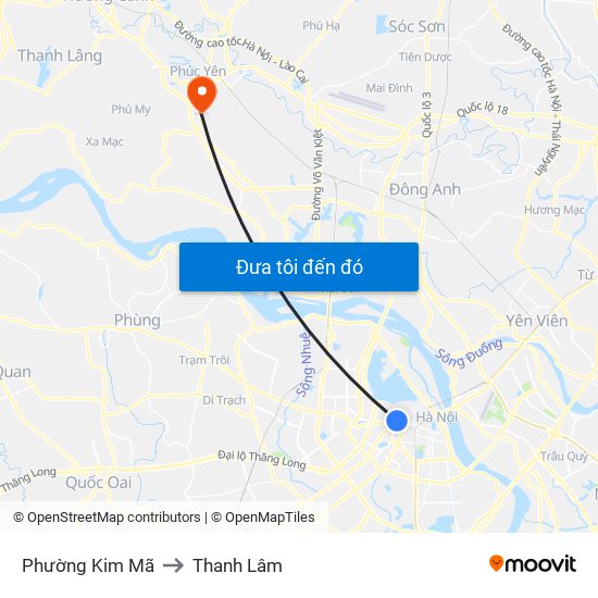 Phường Kim Mã to Thanh Lâm map