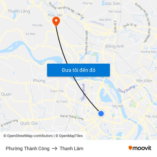 Phường Thành Công to Thanh Lâm map