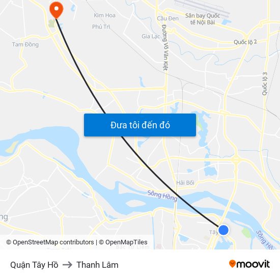 Quận Tây Hồ to Thanh Lâm map