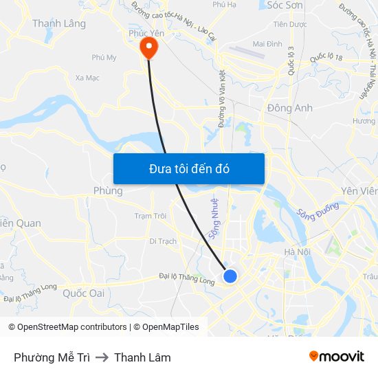 Phường Mễ Trì to Thanh Lâm map