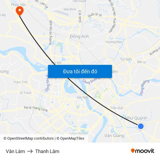 Văn Lâm to Thanh Lâm map