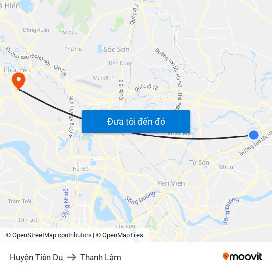 Huyện Tiên Du to Thanh Lâm map