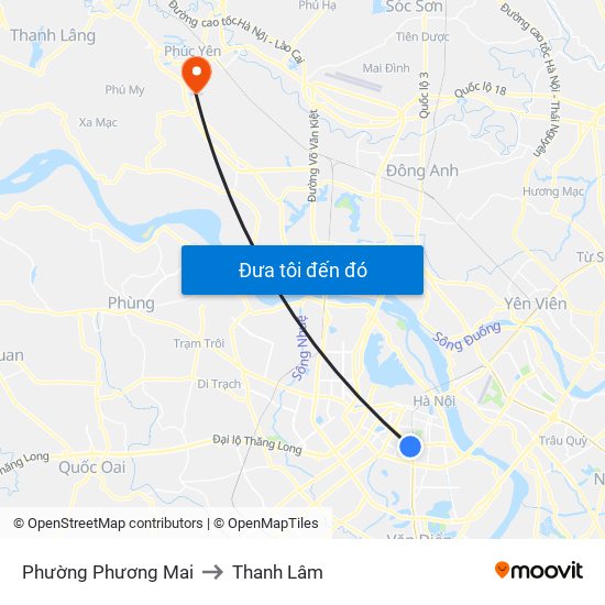 Phường Phương Mai to Thanh Lâm map