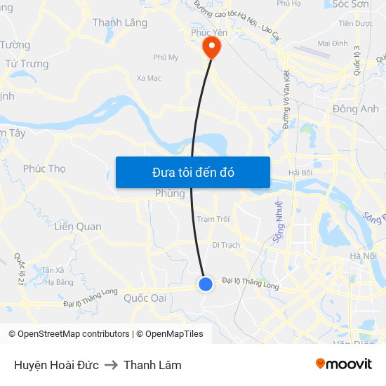 Huyện Hoài Đức to Thanh Lâm map